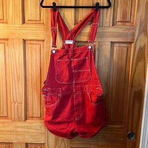 Free People, we the free red short overalls